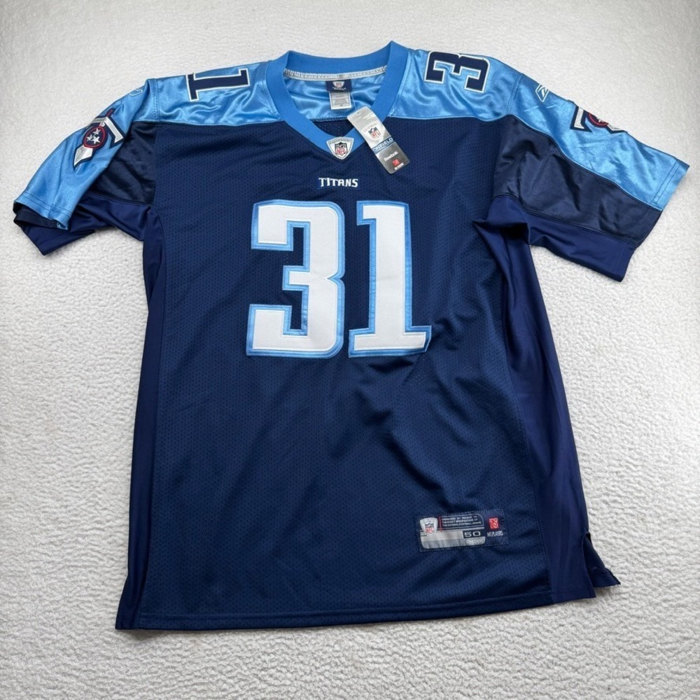 NWT Nike On Field Tennessee Titans Cortland Finnegan Jersey Mens 50 Blue Stitch